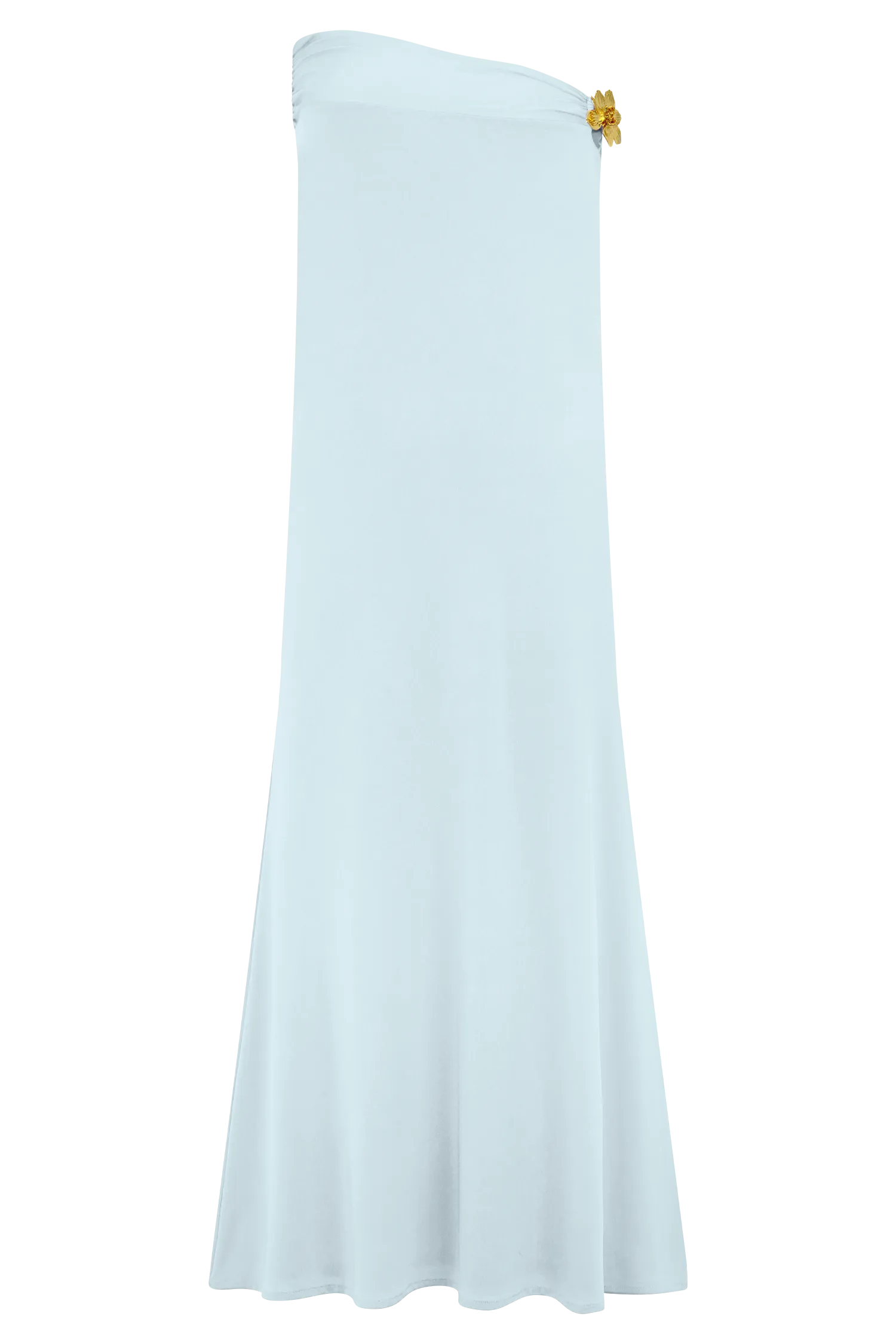 Ainsley Asymmetrical Maxi Skirt With Floral Hardware - Pale Blue