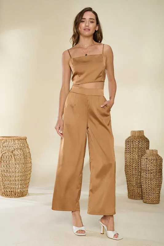 Amanda Satin Two Piece Set - Bronze