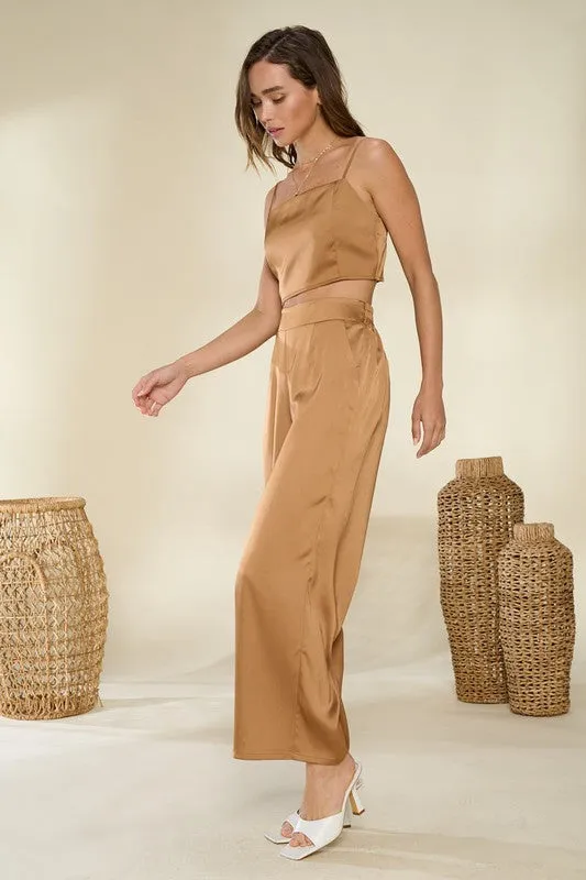 Amanda Satin Two Piece Set - Bronze