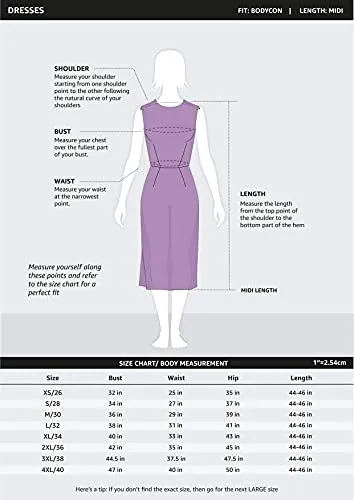 Amazon Brand - Symbol Women's Cotton Blend Bodycon Midi Casual Dress (SYM-AW22WDR-702_Violet