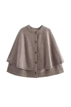 'Aurora' Round Neck Cape-Style Knit Cardigan