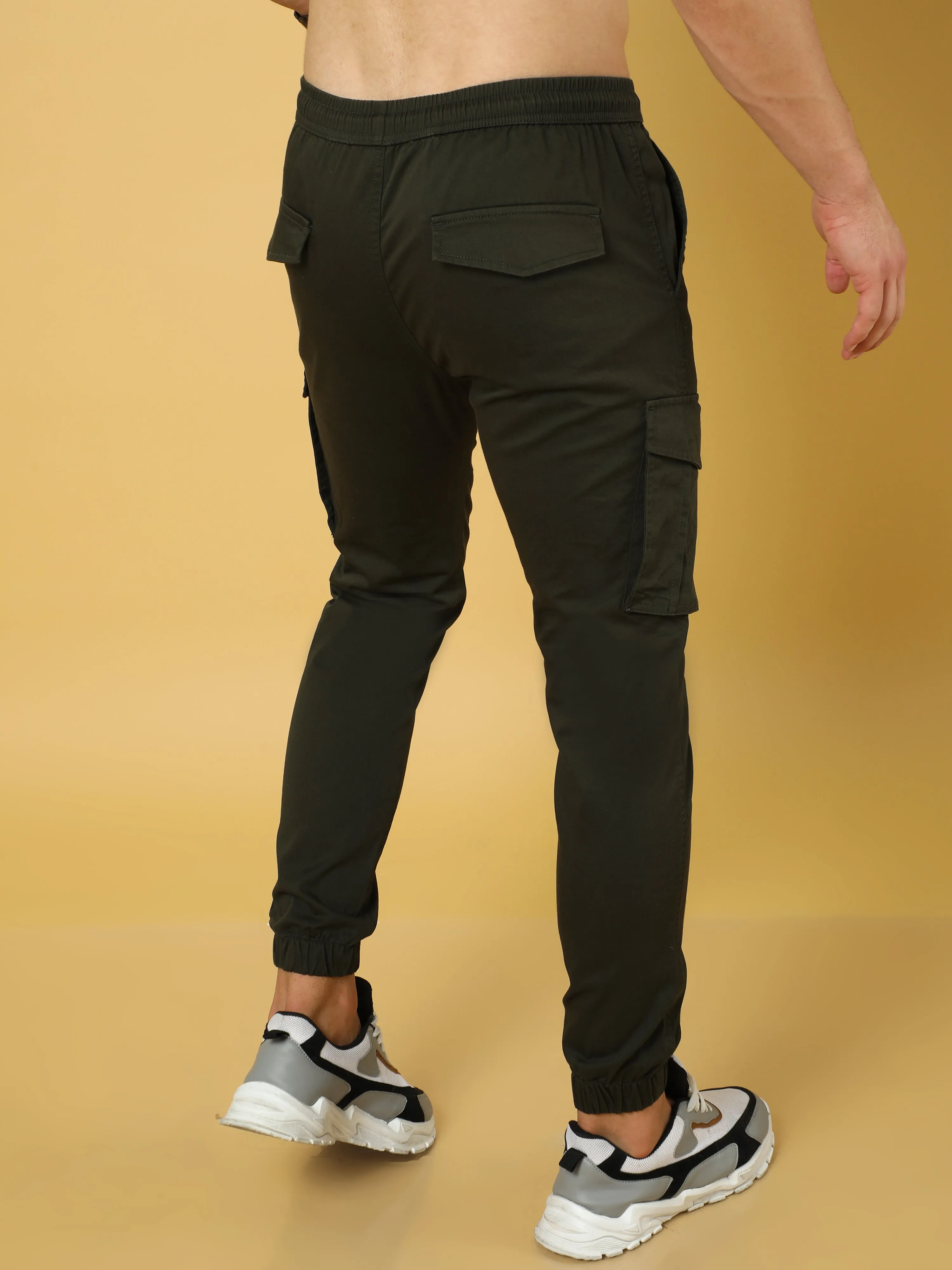 Authentic Dark Olive Cargo Cotton Joggers