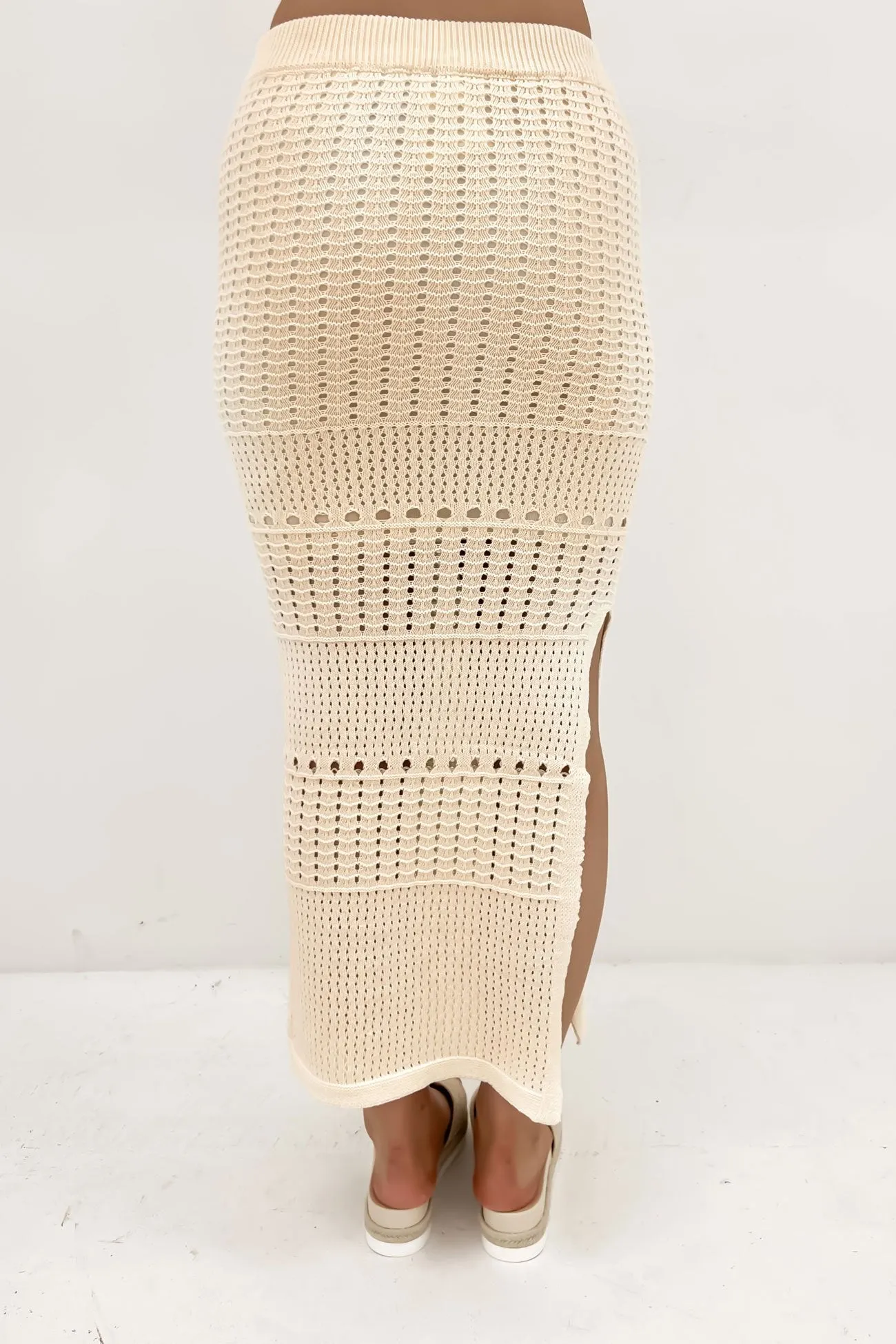 Baylor Crochet Maxi Skirt Cream