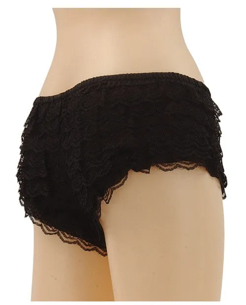 Be Wicked Ruffle Hot Pants Black Small