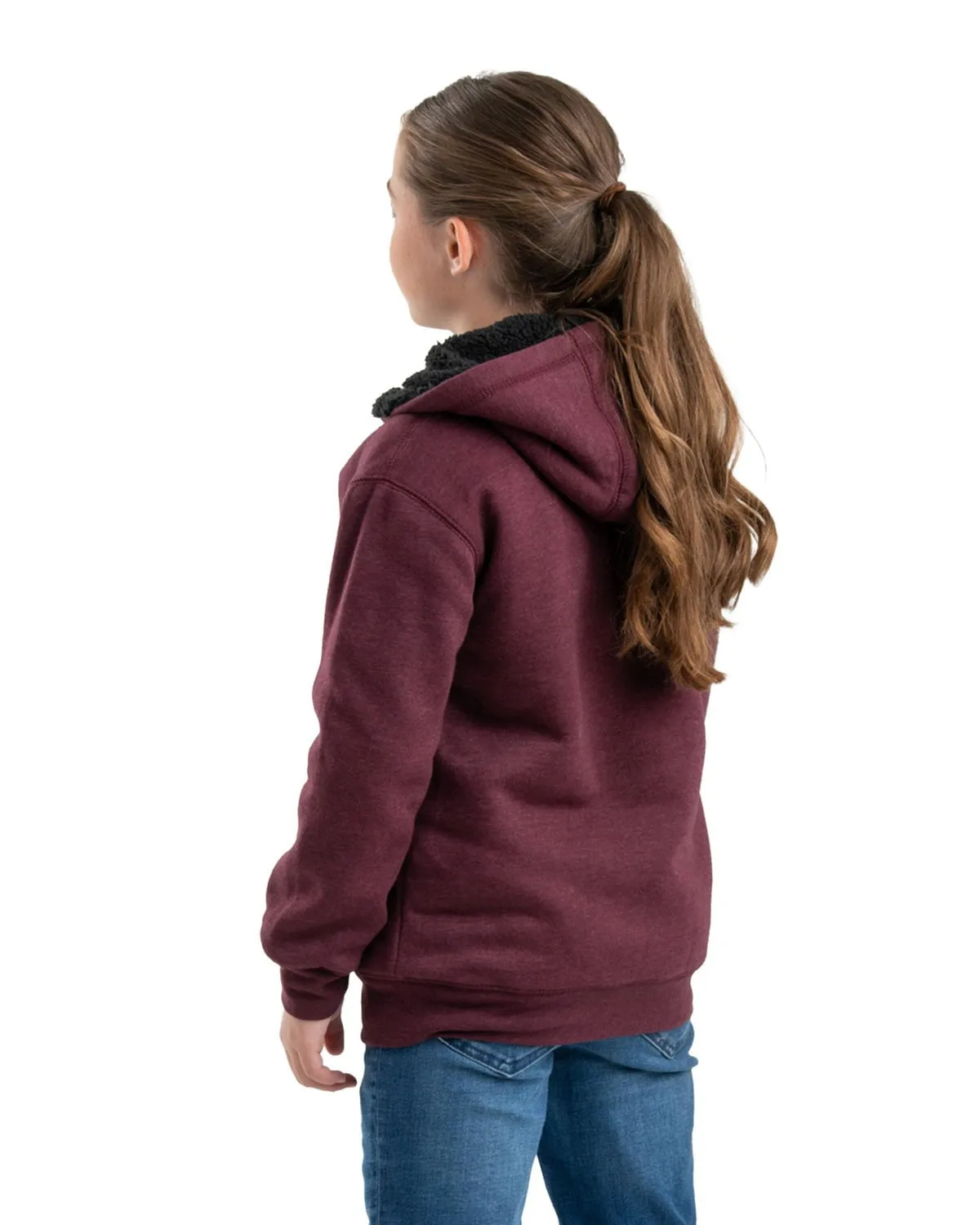 Berne Womens Sherpa-Lined Sweatshirt Cabernet Cotton Blend Hoodie