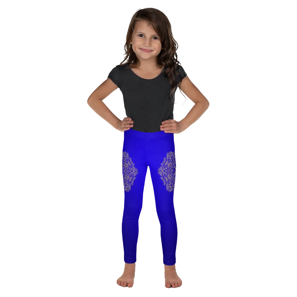 Blue and Gold Mandala Leggings for Girls