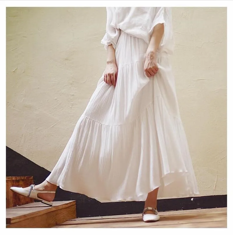 Bohemian Long Skirt in White