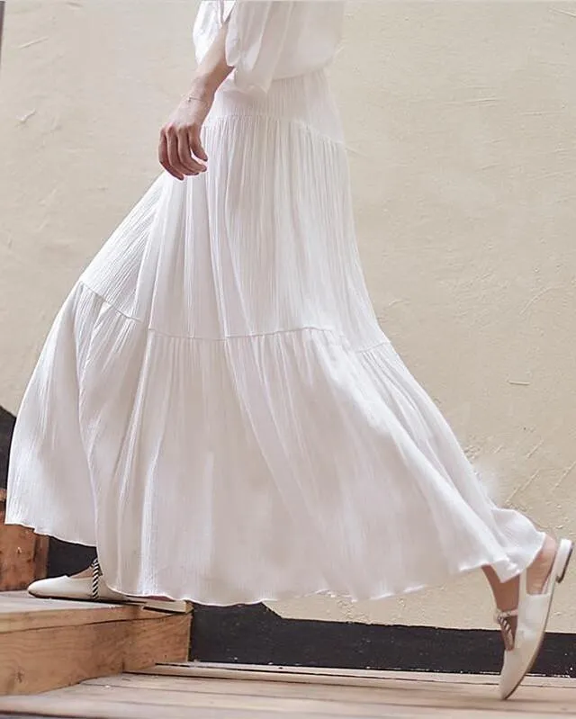 Bohemian Long Skirt in White