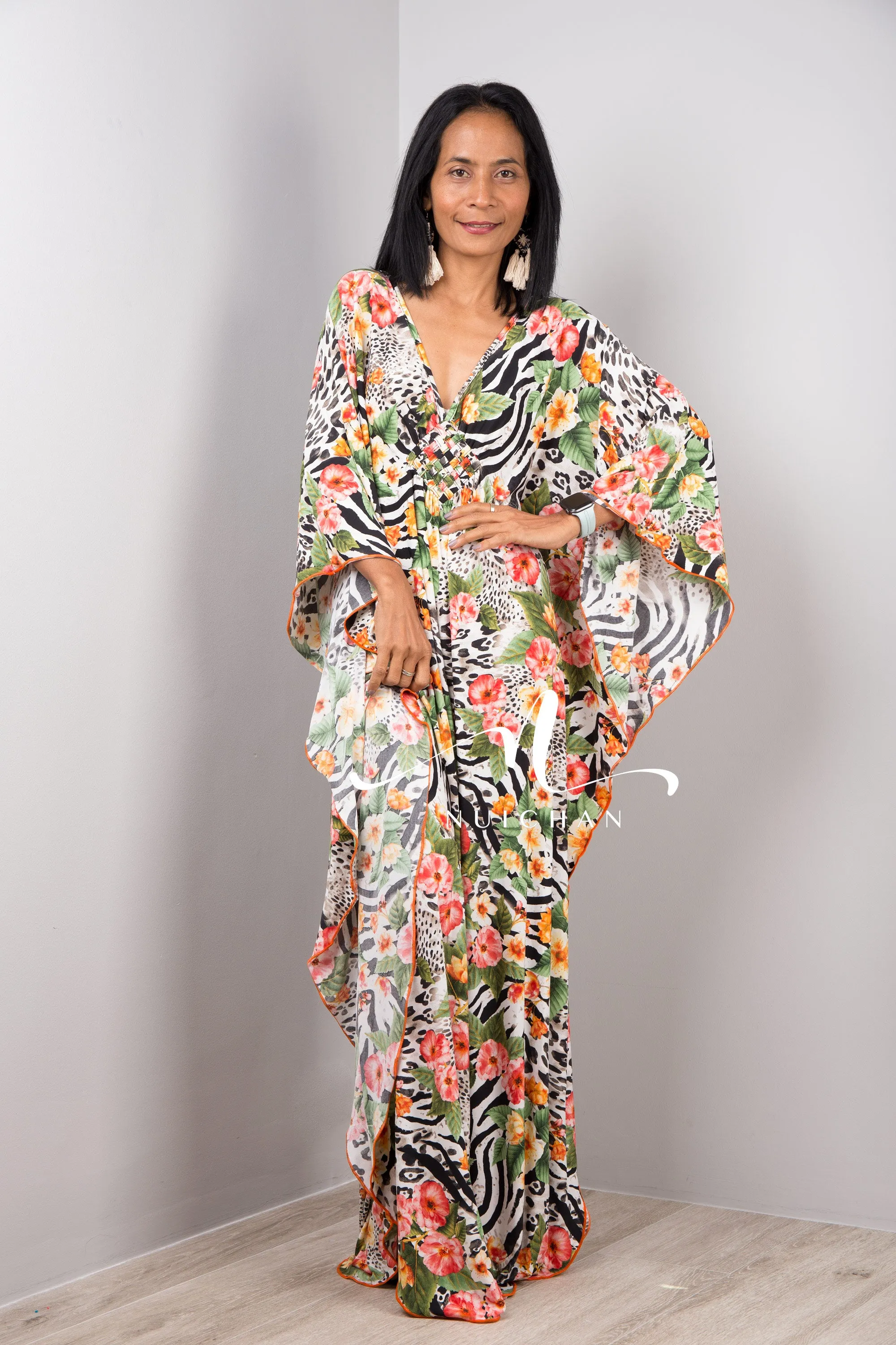 Boho Kaftan Frock Dress, Loose fit maxi dress, Resort kaftan dress