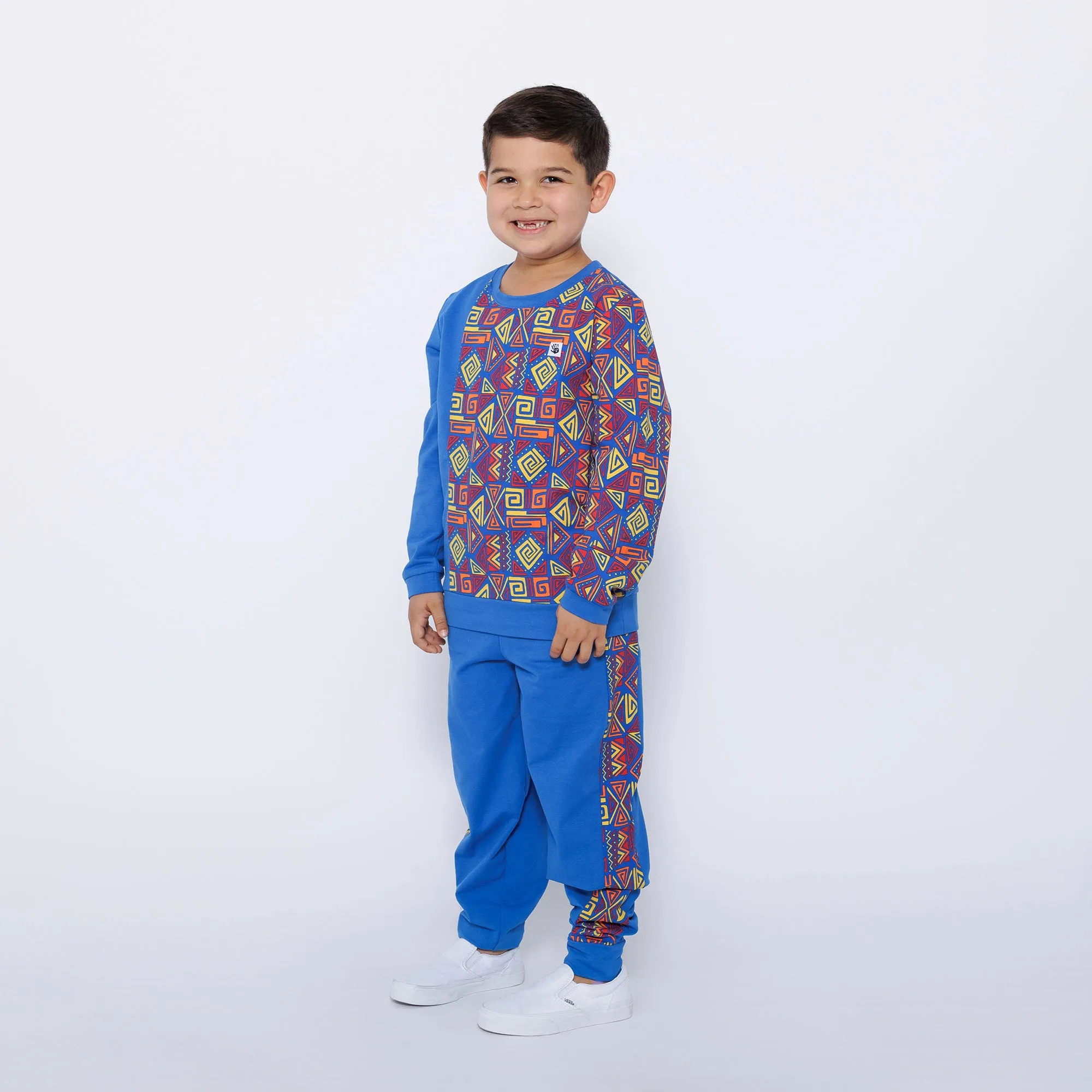 Boys Crewneck Sweatshirt and Jogger Pants Set - Blue Multicolor