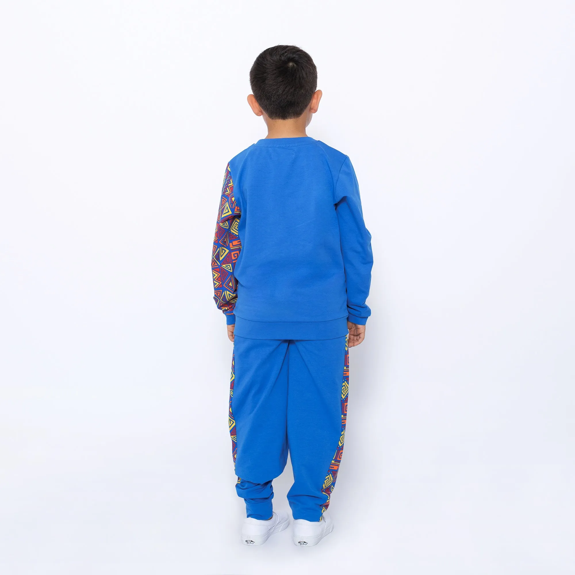 Boys Crewneck Sweatshirt and Jogger Pants Set - Blue Multicolor