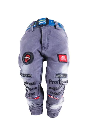 Boy's Grey Denim Printed Jeans