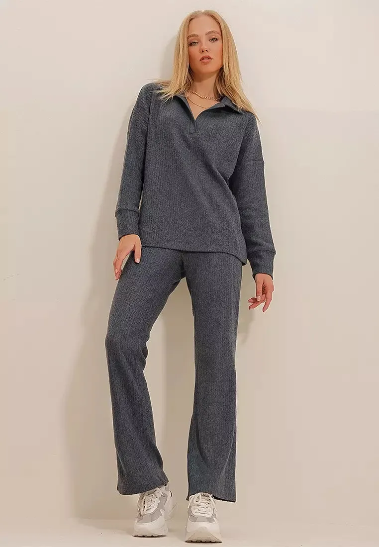 Brit & Boho™ I Alyssa Knit Top & Pants Set