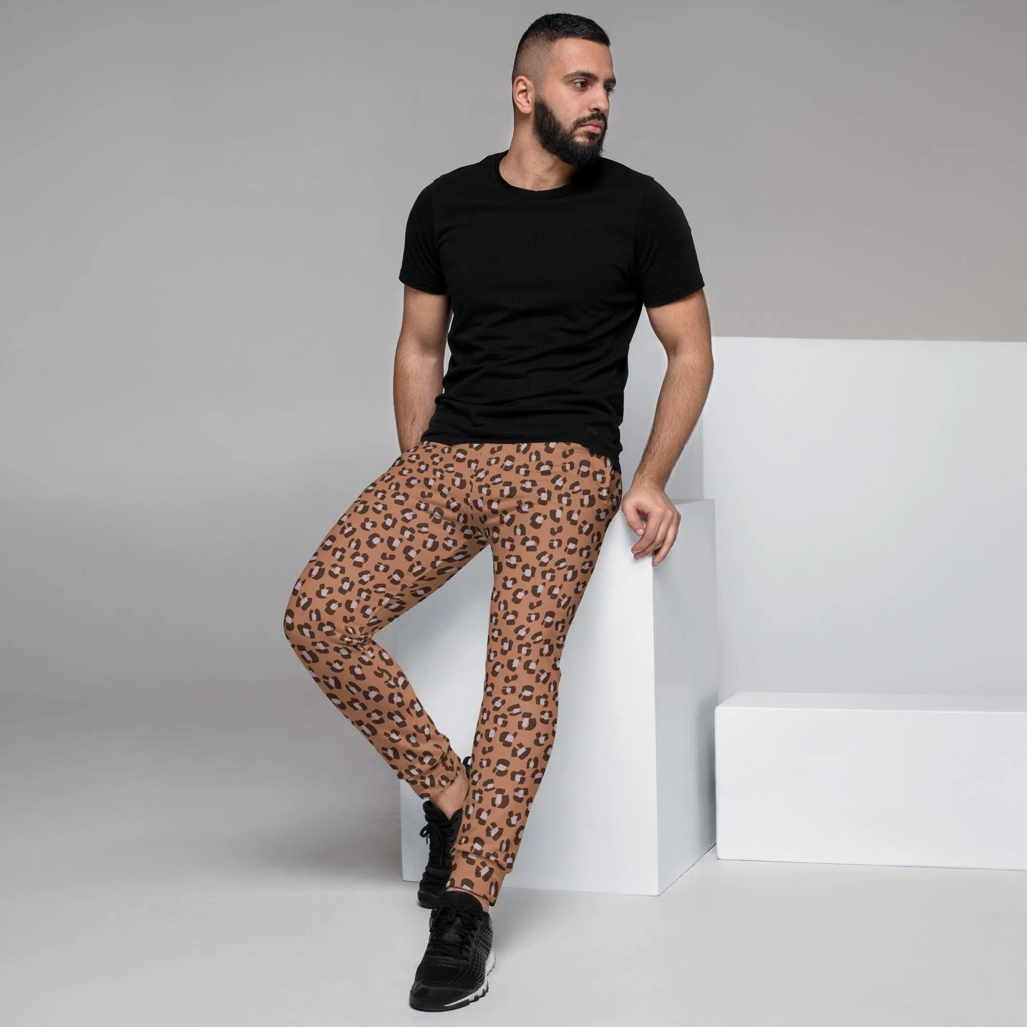 Brown Animal Print Men's Street Joggers