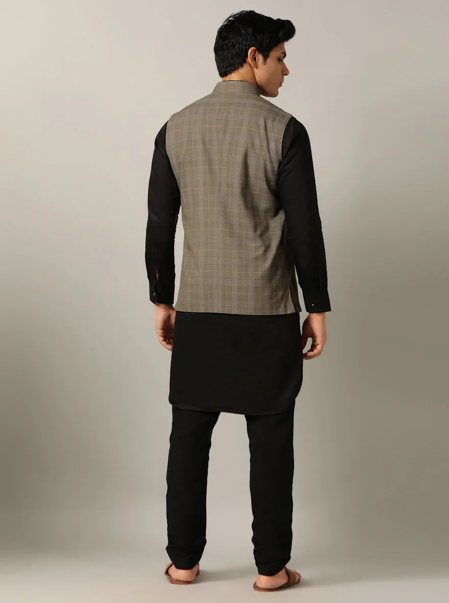 Brown Checked Regular Fit Modi Jacket | JadeBlue