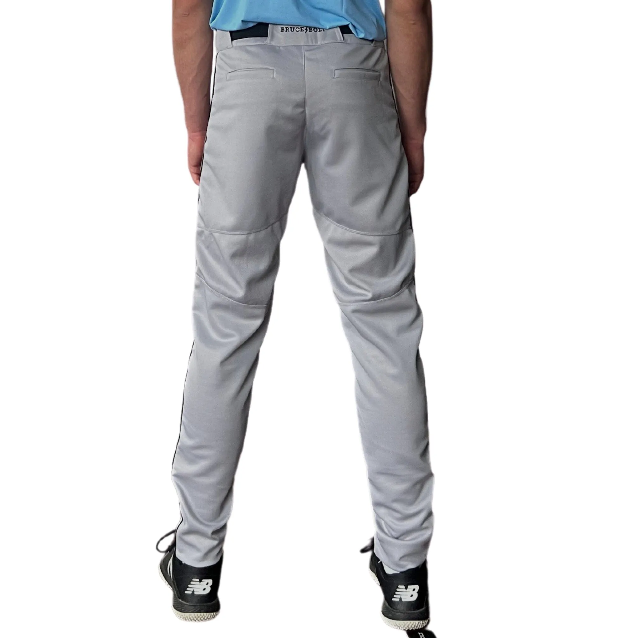 BRUCE BOLT Premium Pro Baseball Pant - GREY w/ Black Piping