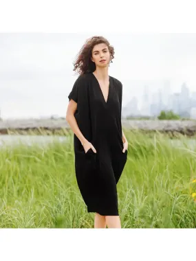 Caftan Pocket Dress in Black by Clara Sun Woo