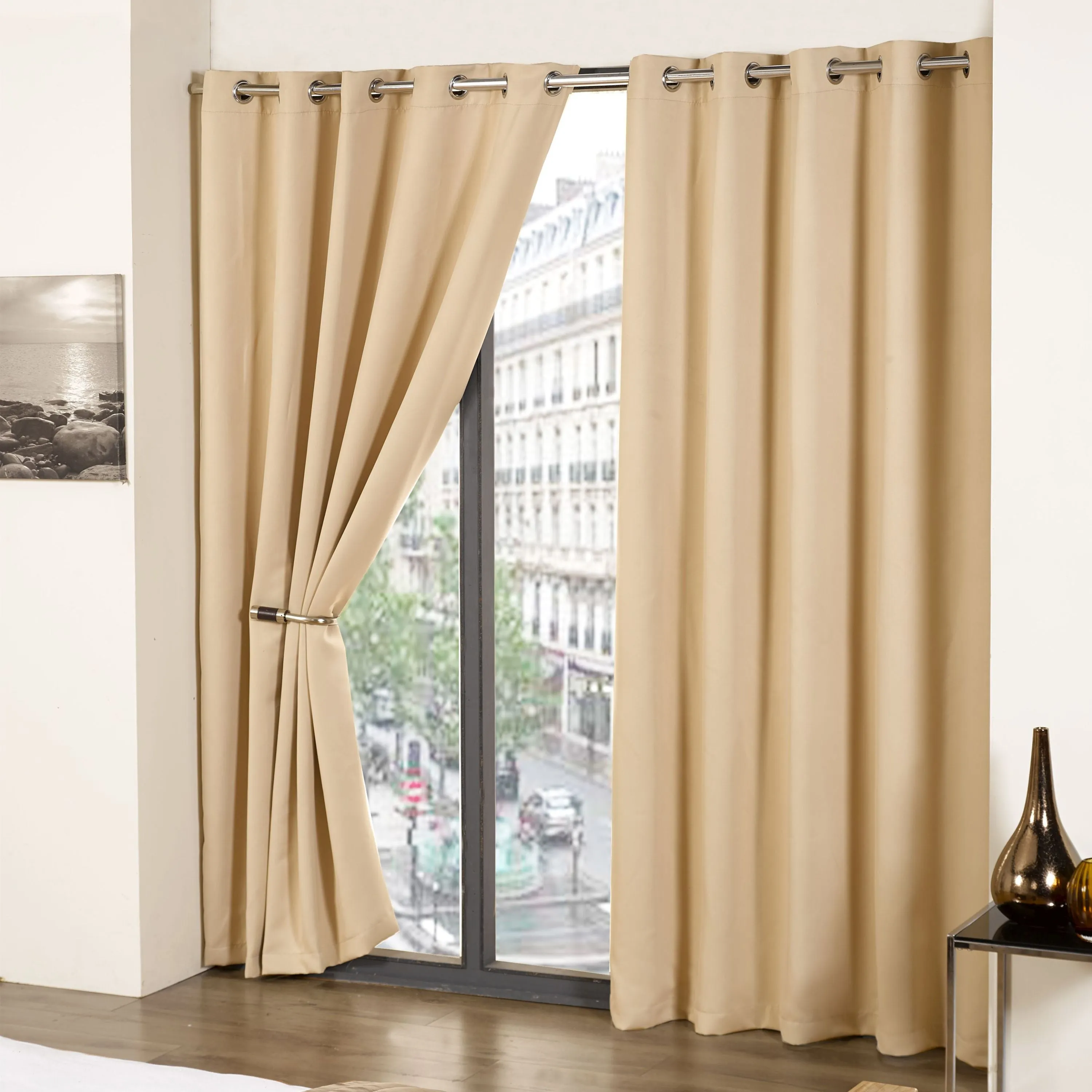 Cali Beige Thermal Blackout Eyelet Curtains