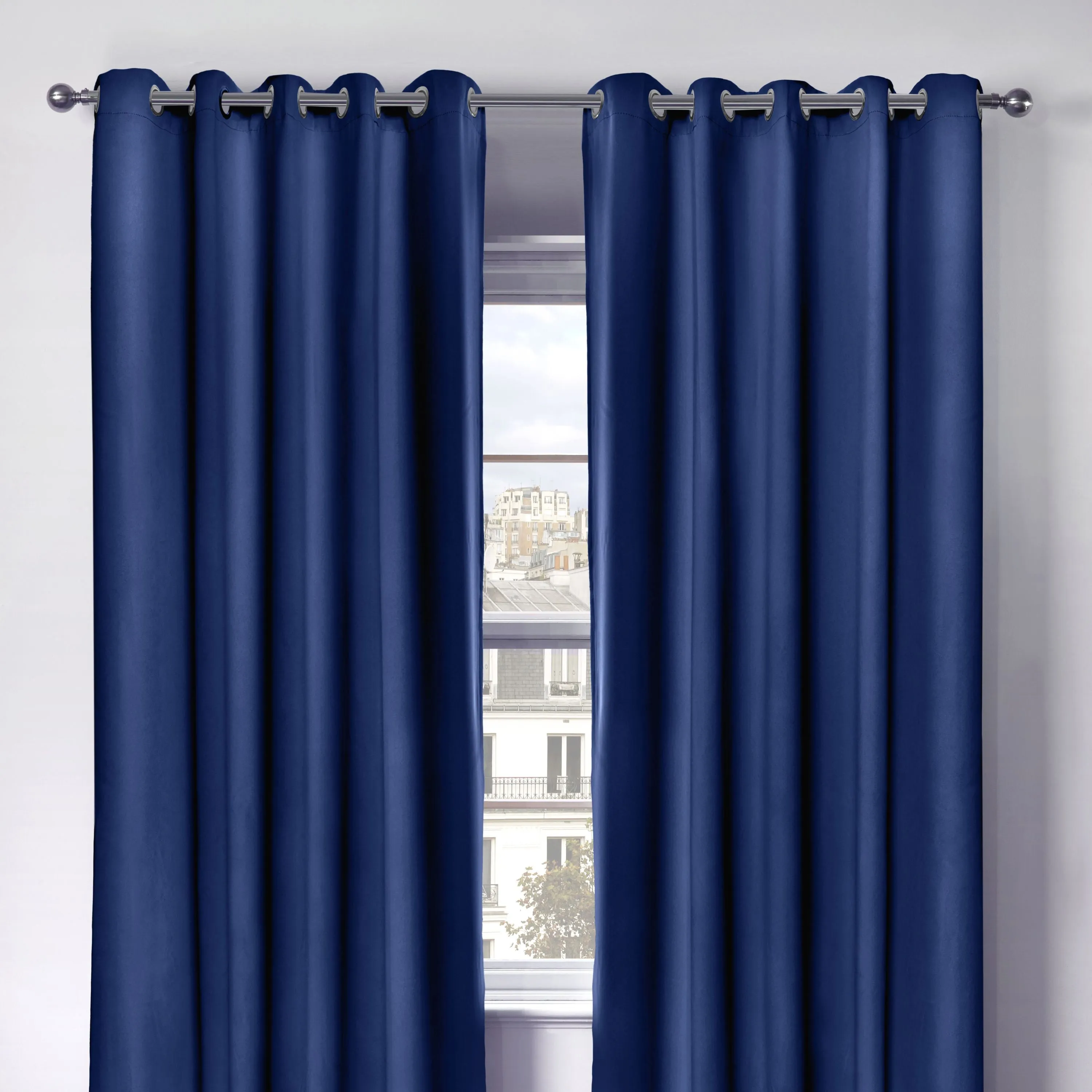 Cali Navy Blue Thermal Blackout Eyelet Curtains