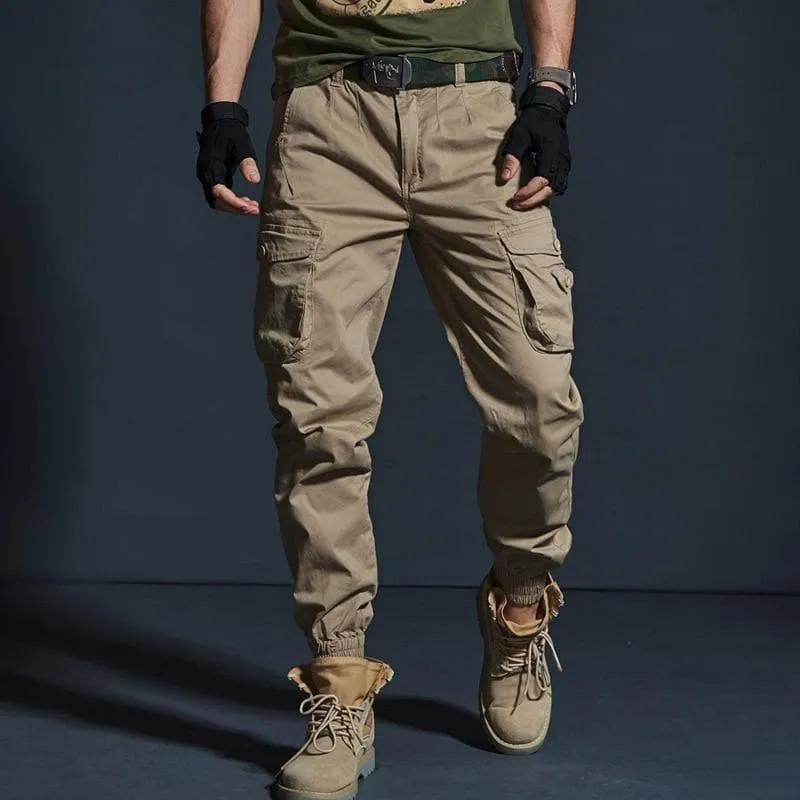 Cargo Pants Cotton Elasticity Trousers  Multi-Pocket Camouflage Joggers