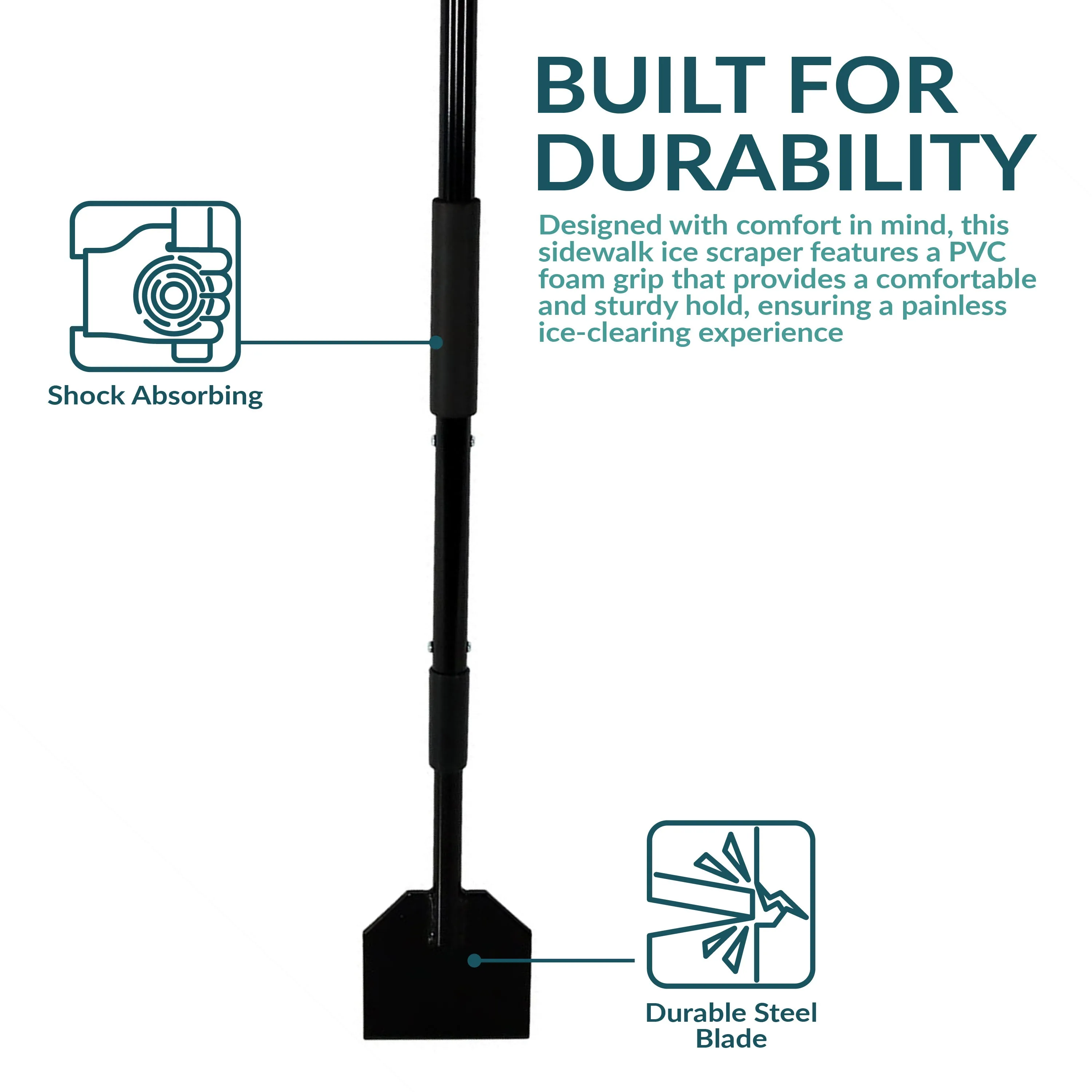 CASL Brands Steel Shock-Absorbing Driveway Ice Scraper with Extra-Thick Blade