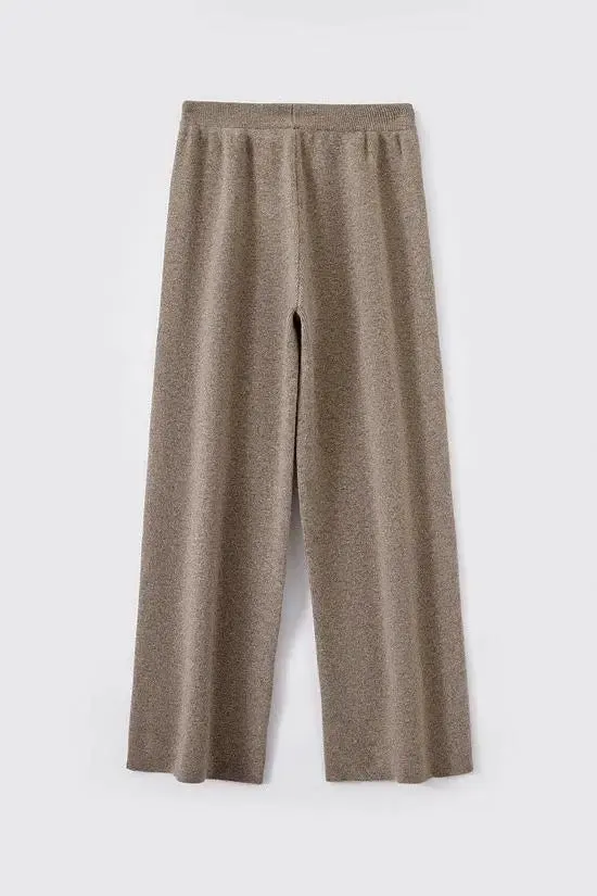 Casual High Waist Wide-leg Wool Drawstring Lounge Pants