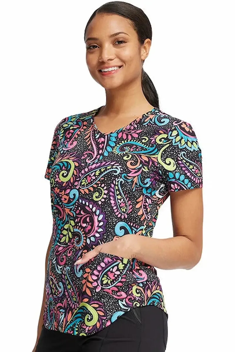 Cherokee Women's V-Neck Print Scrub Top | Painted Paisley