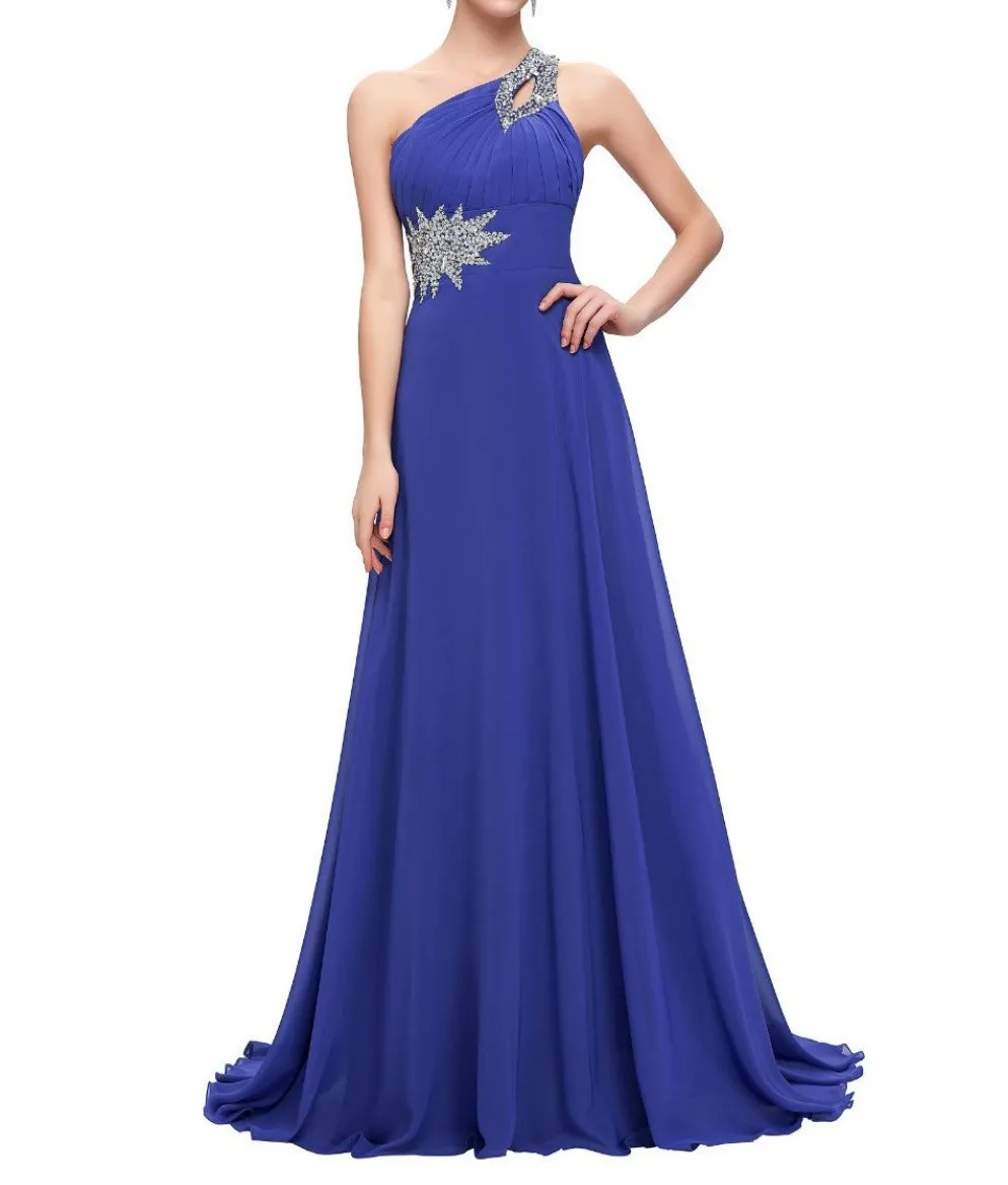 Chiffon Bridesmaid /Prom Dresses One Shoulder Prom Dress at Bling Brides Bouquet Online Bridal Store