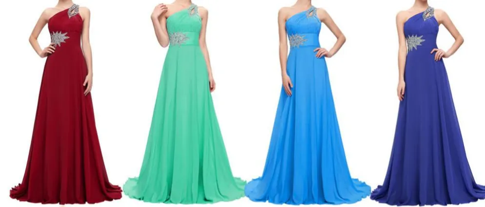 Chiffon Bridesmaid /Prom Dresses One Shoulder Prom Dress at Bling Brides Bouquet Online Bridal Store