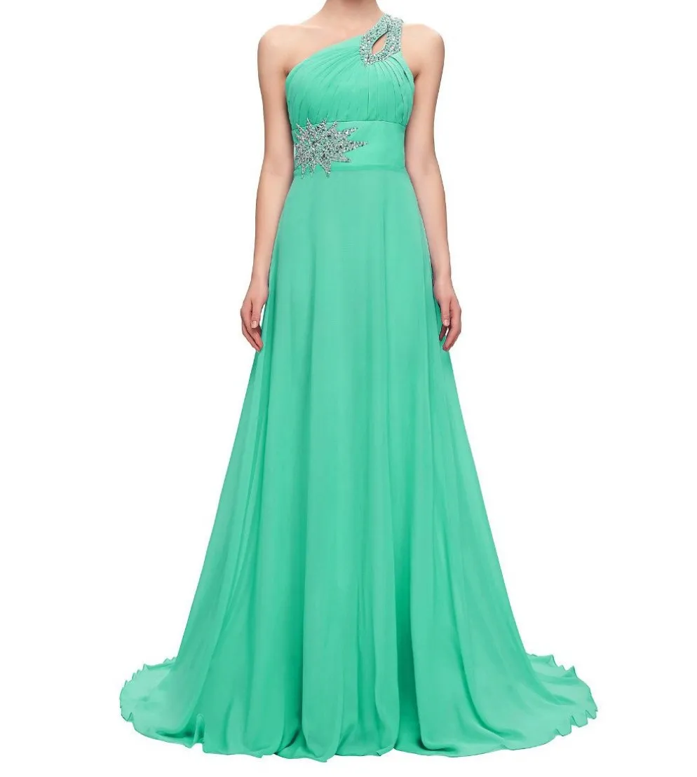 Chiffon Bridesmaid /Prom Dresses One Shoulder Prom Dress at Bling Brides Bouquet Online Bridal Store