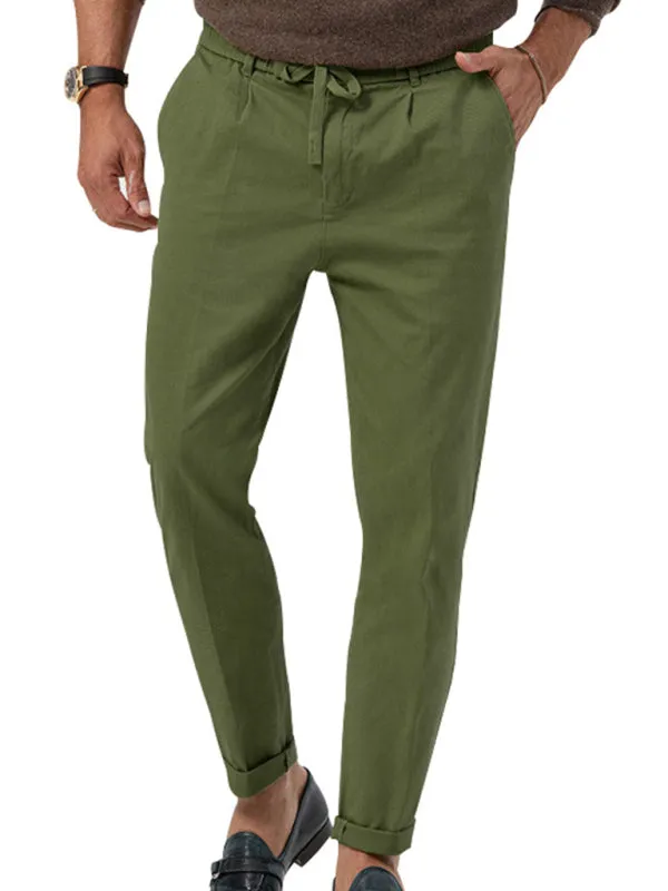 Classic Men’s Casual Pencil Pants in Solid Colors