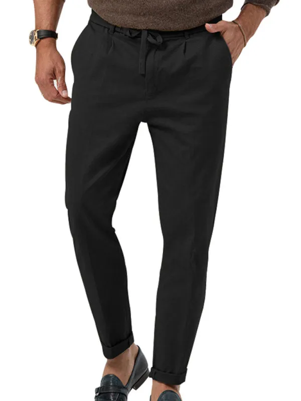 Classic Men’s Casual Pencil Pants in Solid Colors