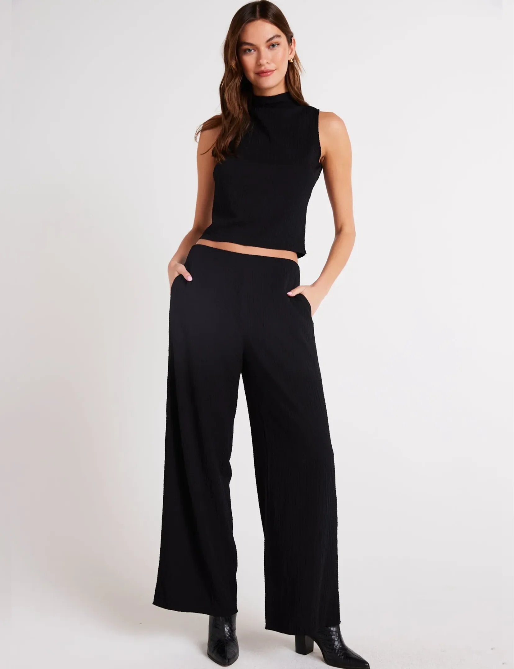 Clean Wide Leg Pant, Black