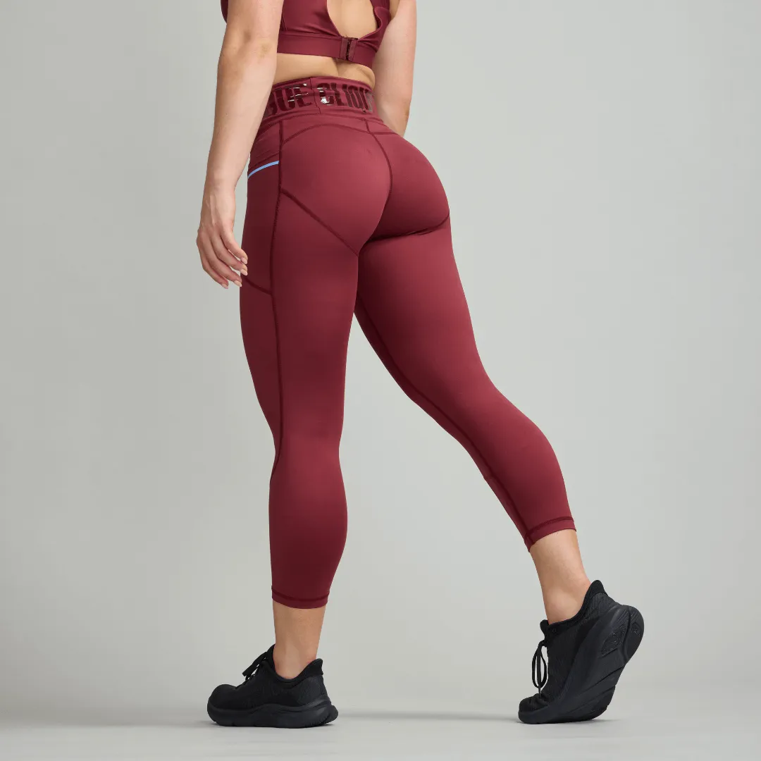 CLQ Power 7/8 Compression Tights - Oxblood