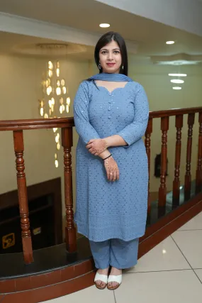 Cobalt Blue Sequined Kurta Set