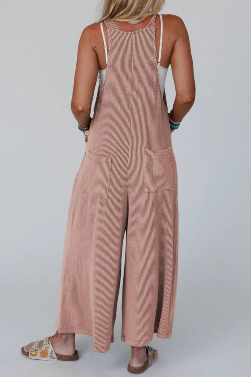 Corded Wide Leg Pocketed Overall