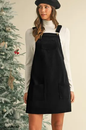 Corduroy Front Pockets Overall Dress