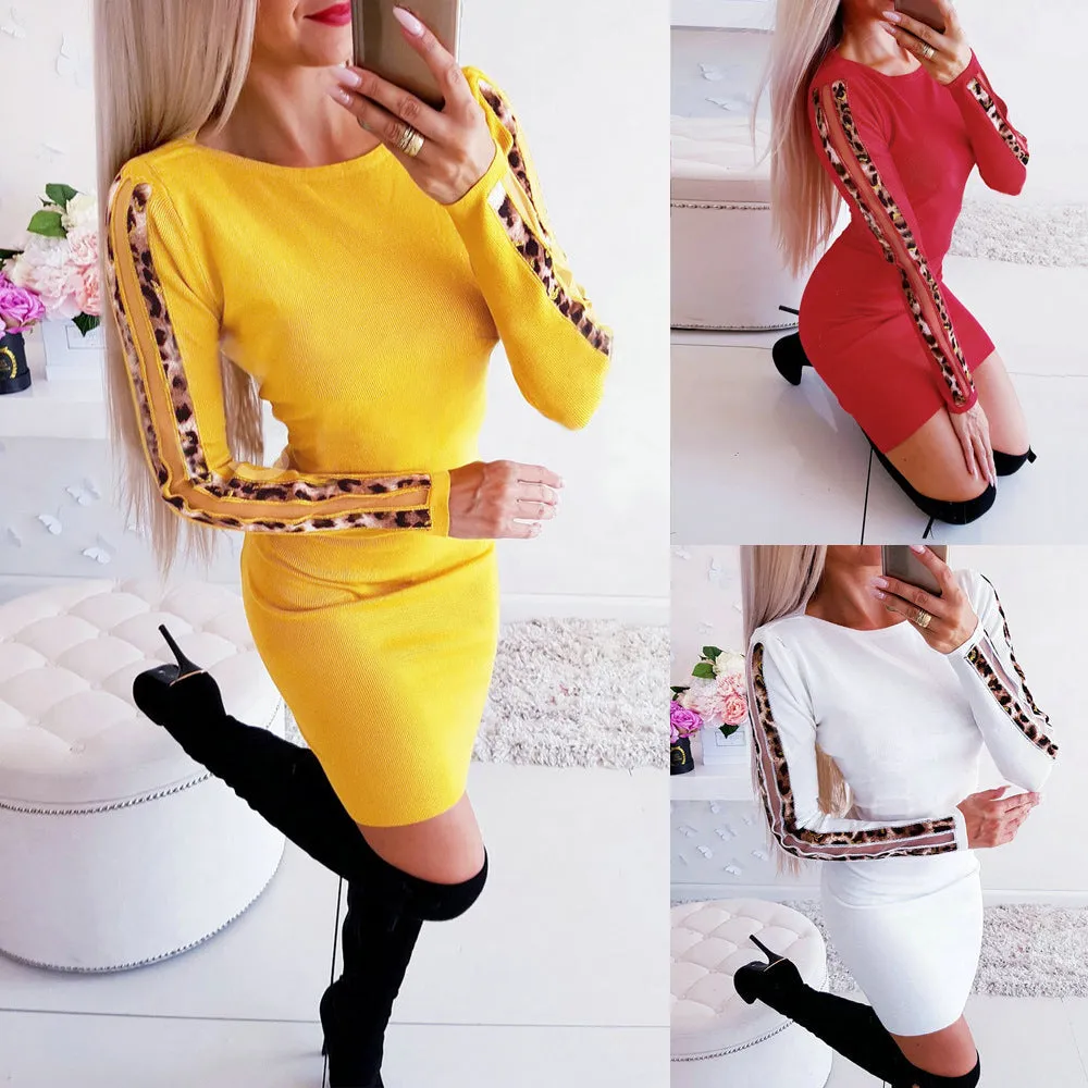 Corset Patchwork Bodycon Long Sleeve Dress