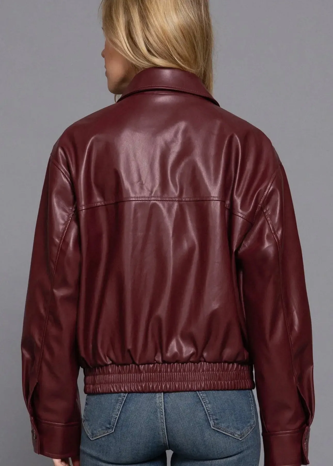 Crimson Luxe Bomber Jacket