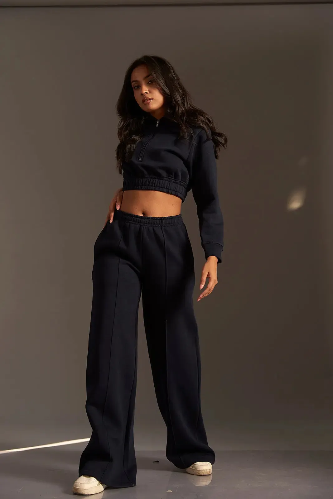 Cropped Hoodie with Flared Jogger Pants