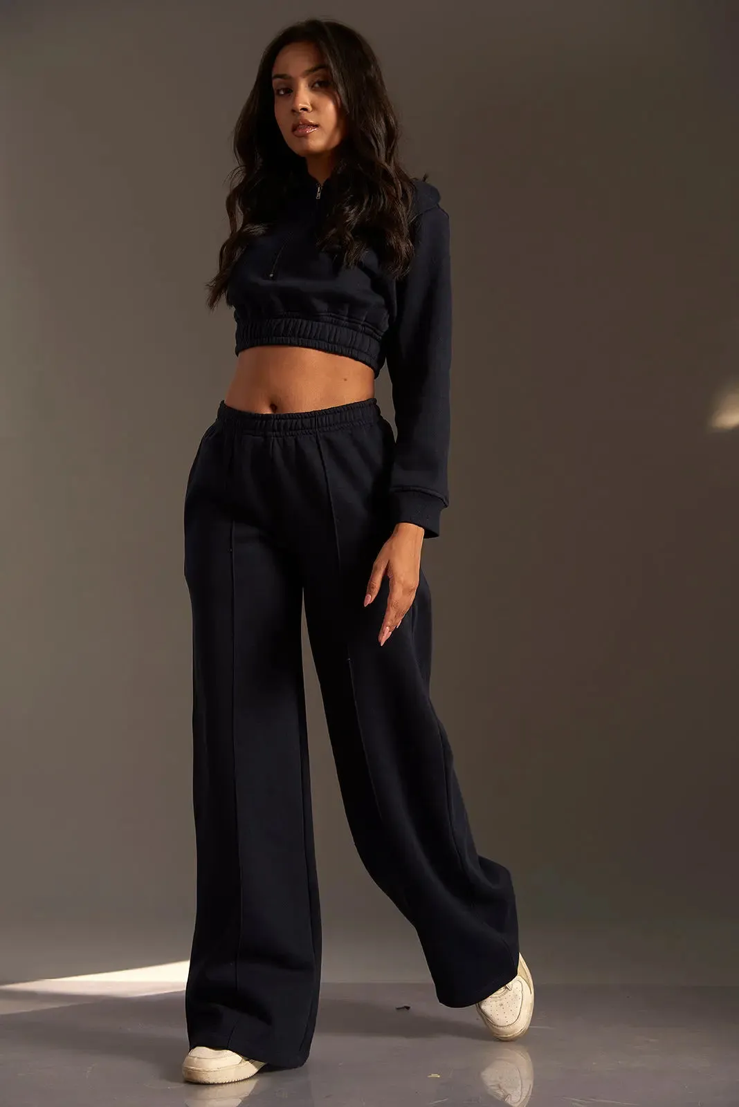 Cropped Hoodie with Flared Jogger Pants