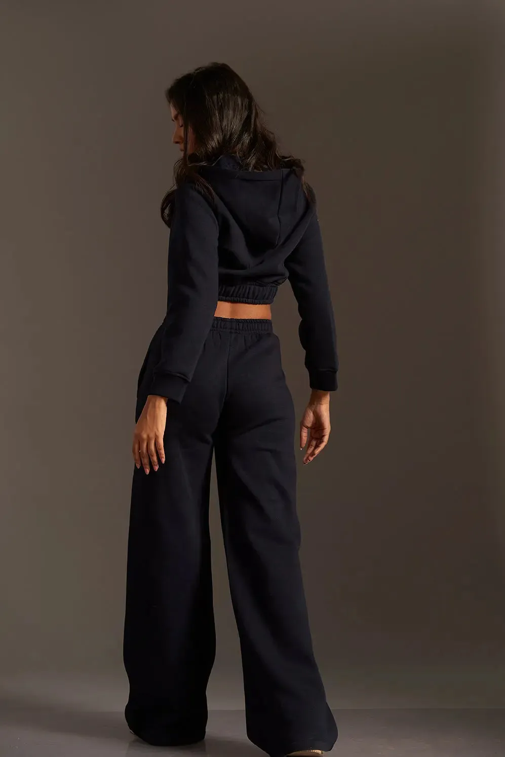 Cropped Hoodie with Flared Jogger Pants