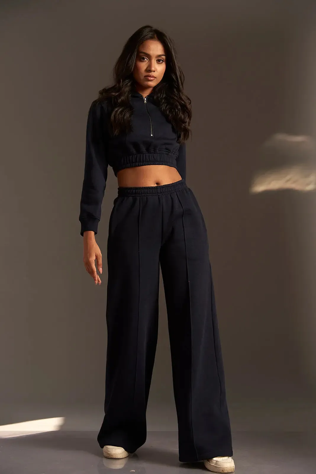 Cropped Hoodie with Flared Jogger Pants