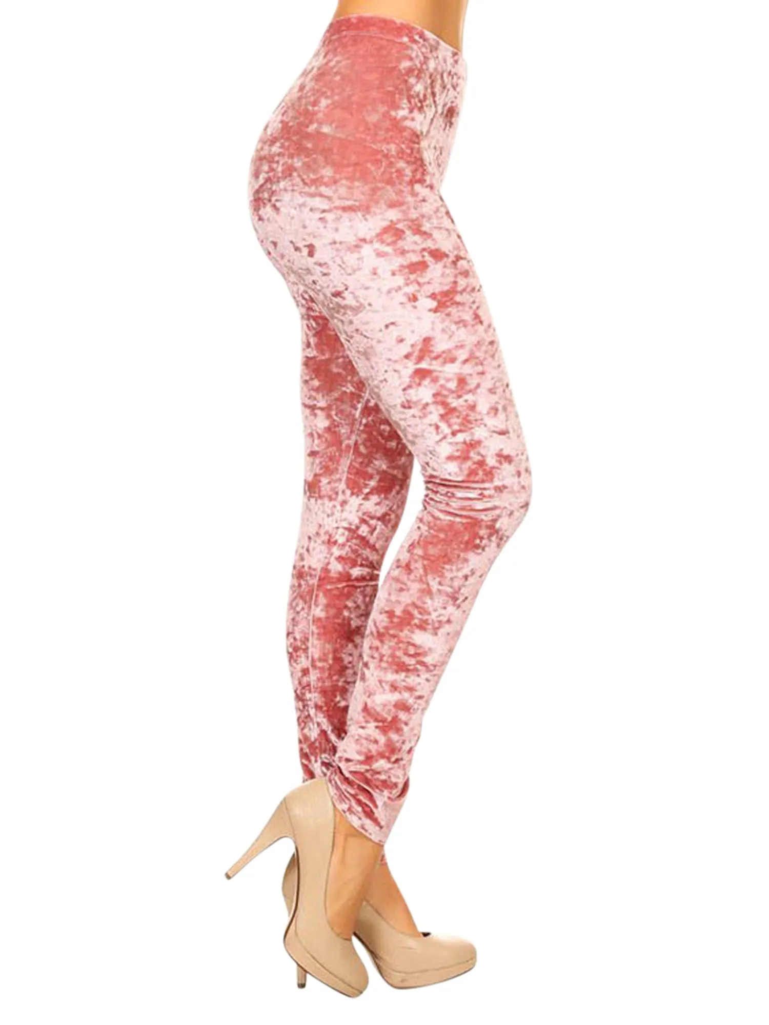 Crushed Velvet Velour Womens Stretchy Leggings