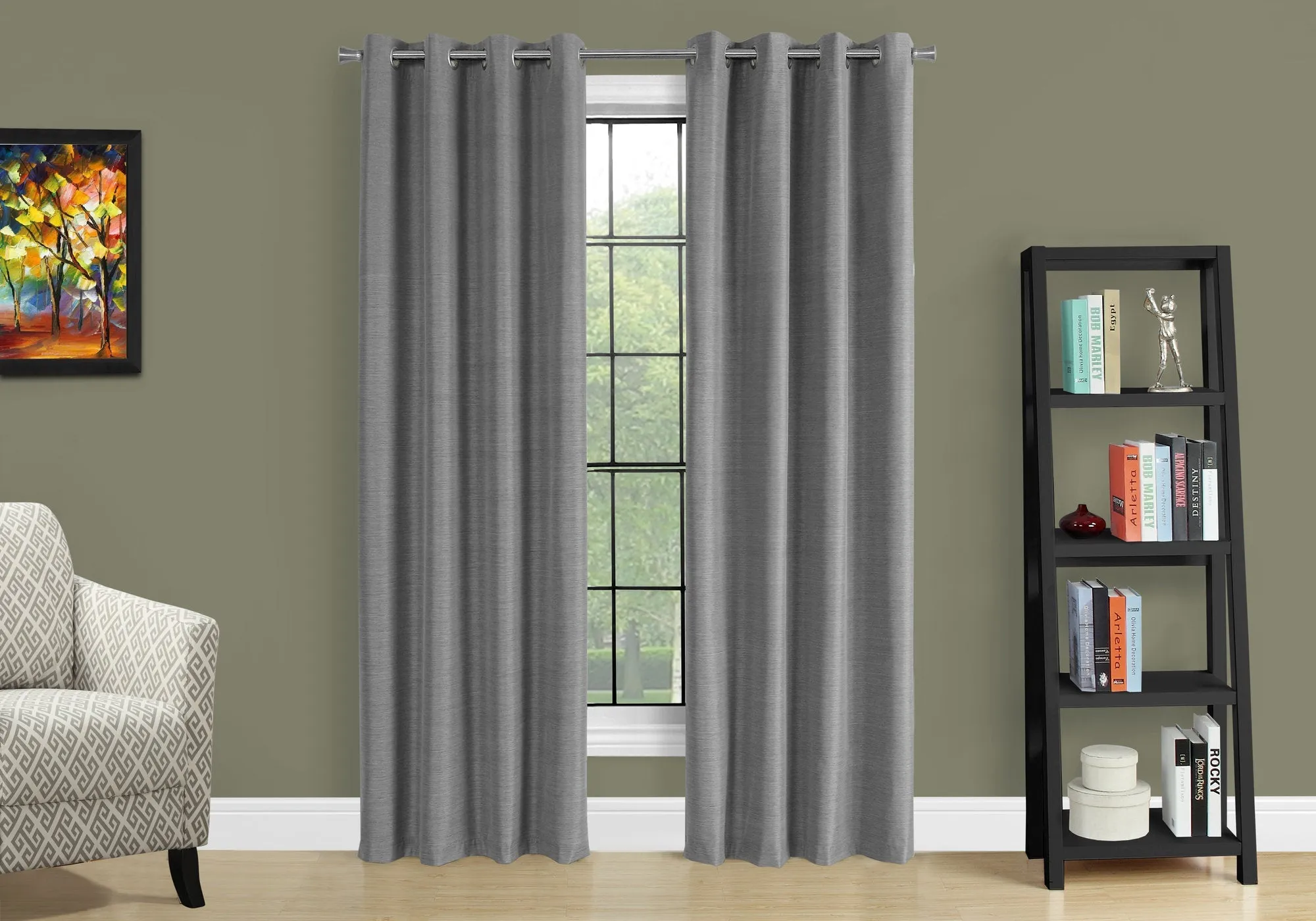 Curtain Panel - 2Pcs / 52"W X 84"H Grey Solid Blackout