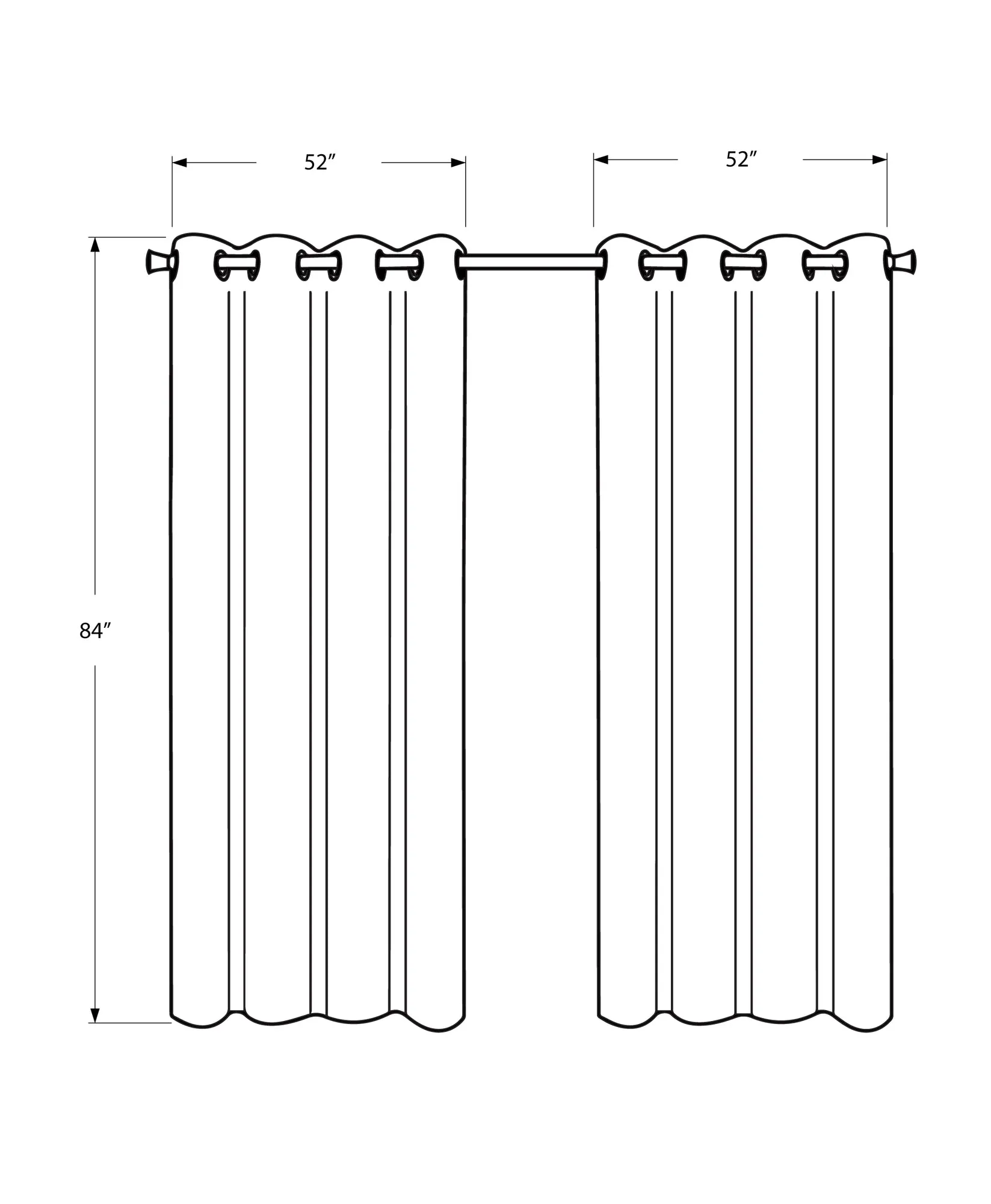 Curtain Panel - 2Pcs / 52"W X 84"H Grey Solid Blackout