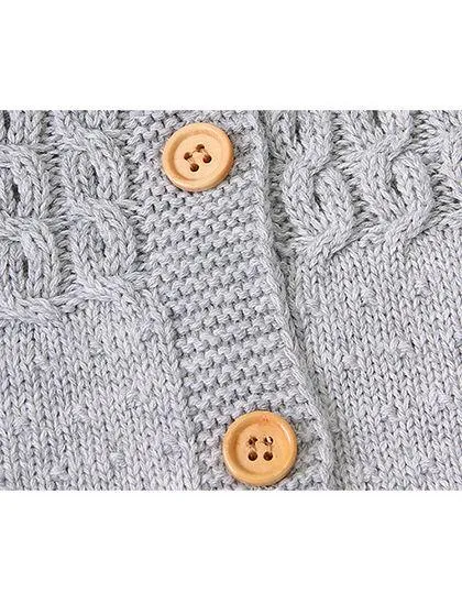 Cute Baby Solid Color Front Button Knitted Overall