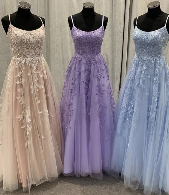 CUTE LACE LONG A LINE PROM DRESS EVENING DRESS    fg1086