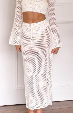 Dally White Crochet Maxi Skirt