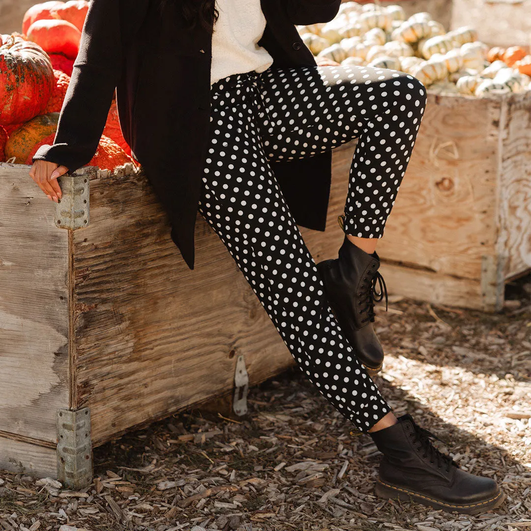 Destination Joggers, Black Polka Dot